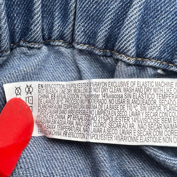 Forever 21 Blue Jean Joggers Womens Small Fitted Waist Relaxed Hips Oversized NE - Picture 11 of 12